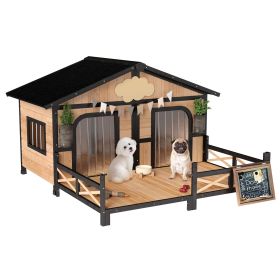 Adventure Haven™ Elevated Wooden Dog House with Covered Porch & Weather-Resistant Roof Adventure Haven™ Elevated Wooden Dog House with Covered Porch & Weather-Resistant Roof