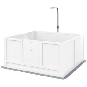 Whelping Box for Dogs with Retractable Light Stand, Waterproof Pad, Rail, Adjustable Height Door, 41" x 39"