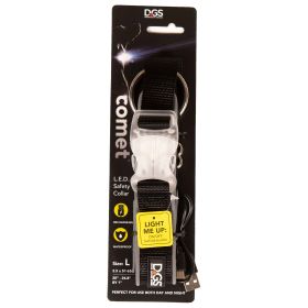 Comet Rechargeable Light Up Dog Collar (Color: Black, size: large)