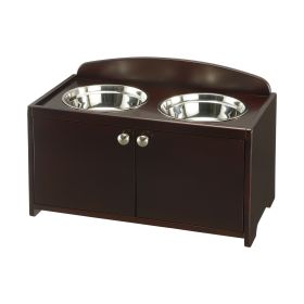 Elegant Wooden Pet Feeder (Color: Dark Brown, size: large)