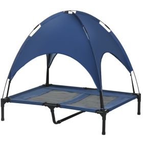 Portable Elevated Dog Bed – 48" x 36" Breathable Cooling Pet Cot with Carry Bag, Dark Blue (Option: Blue-760x200x100 mm)